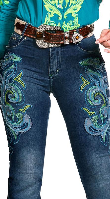 Cal a Jeans Feminina Bordado Verde Bill Way Lan amento Magalu